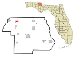 Jackson County Florida Incorporated and Unincorporated areas Campbellton Highlighted